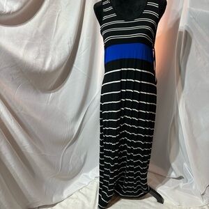 BOGO Calvin Klein Black/White/Blue Racerback Maxi Dress Size 12